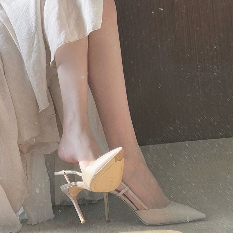 أحذية كعب عالٍ نود أنيقة من بيوير ديزاير ستايل، كعب مدبب، أحذية فردية بطبقة واحدة مع صنادل - Image 4